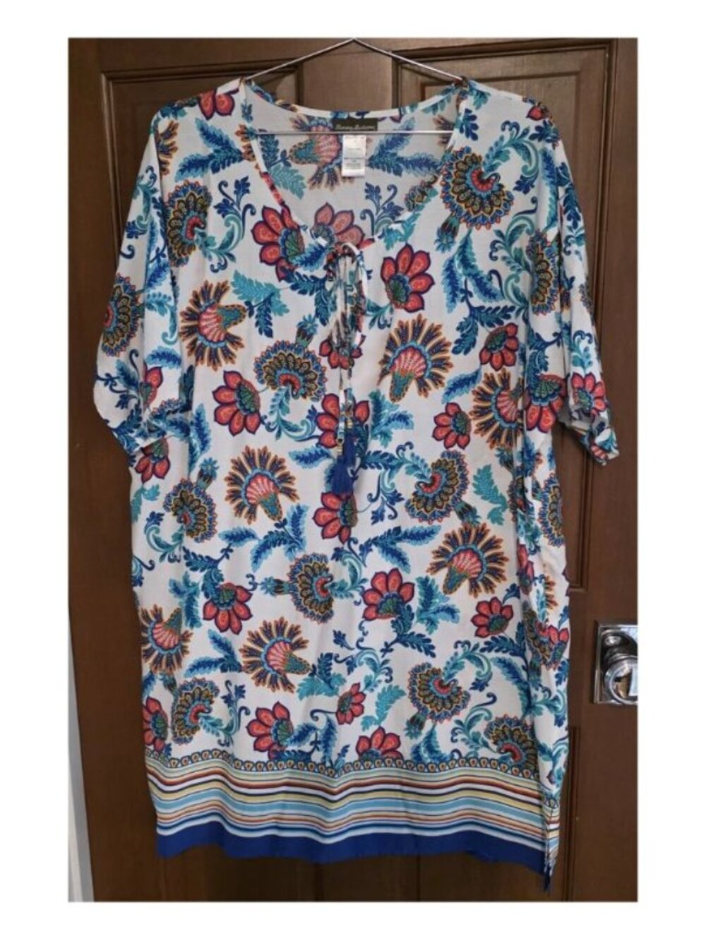Tommy Bahama Fira Floral Summer Dress w/ TIE TASSELS LIGHTWEIGHT RAYON SZ M